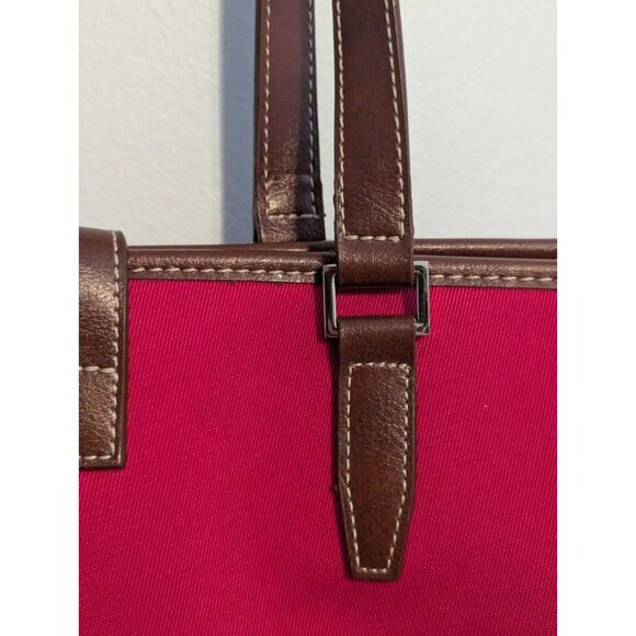 Etienne Aigner Large Classic Hot Pink Tote Bag Shoulder Bag Brown Buckle - Picture 10 of 16